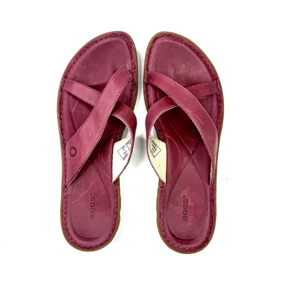 Bogs Todos Slides sandals Garnet wine red leather sandals 10 - Picture 7 of 10